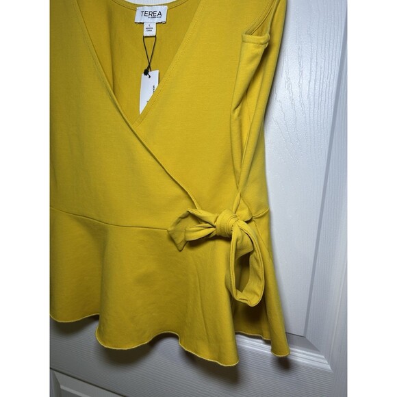 TEREA Women's Kiara Peplum Surplice Tank Top Yellow Size Large NWT - Picture 5 of 7